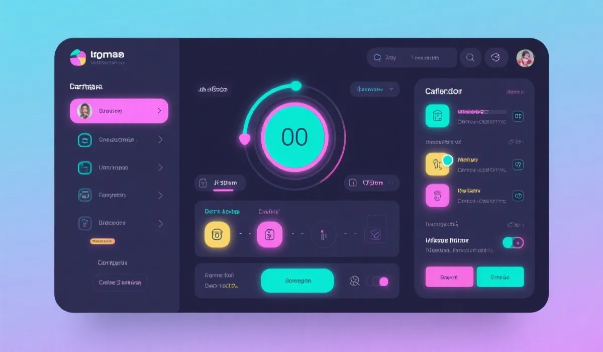 产品界面示意图：分类与控制面板